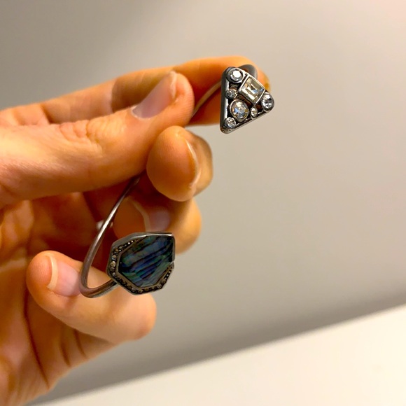 Chloe + Isabel Iridescent Stone and Diamond Crystal Silver Bangle - Picture 7 of 7